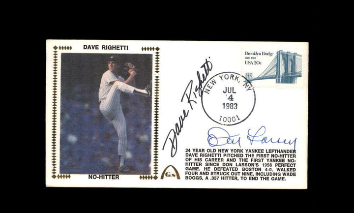 Dave Righetti Don Larsen PSA DNA Signed 1983 First Day Cover Cache FDC No-Hitter