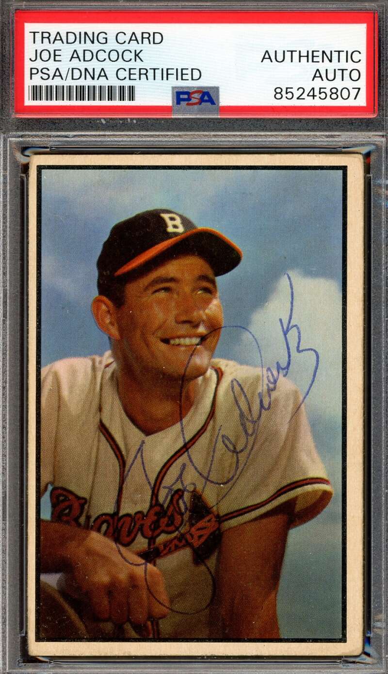 Joe Adcock PSA DNA Signed 1953 Bowman Color Autograph