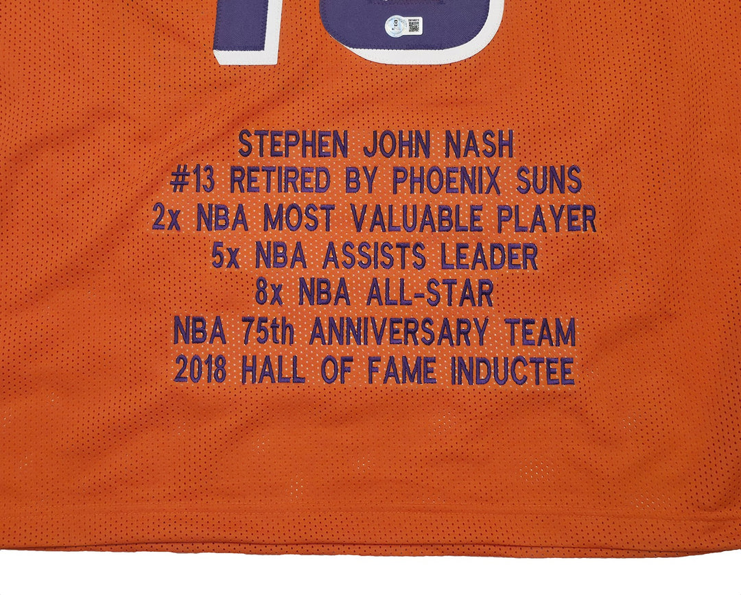 Phoenix Suns Steve Nash Autographed Signed Orange Stat Jersey Beckett Wit
