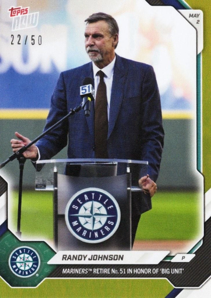 2026 Topps Now Randy Johnson #155 Gold Foil /50 Seattle Mariners Baseball Card