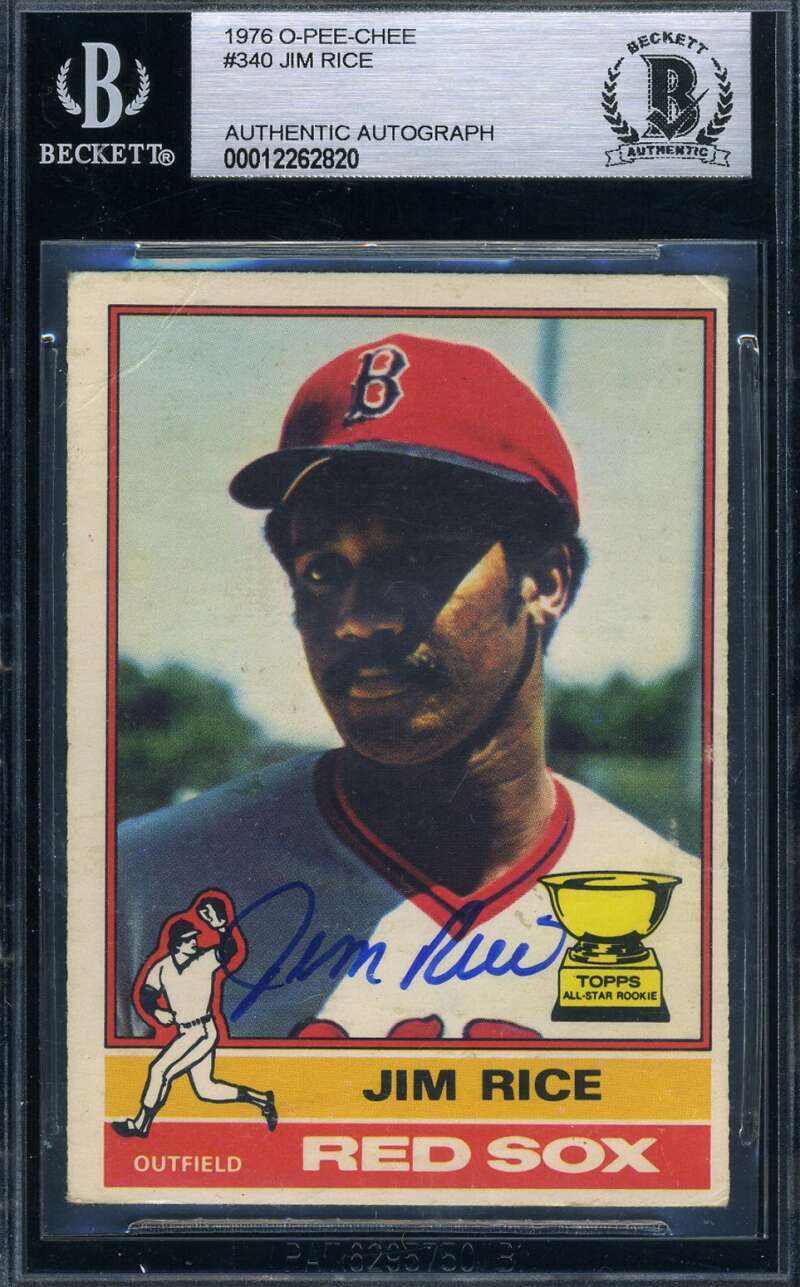 Jim Rice Beckett Signed 1976 O-Pee-Chee Autograph