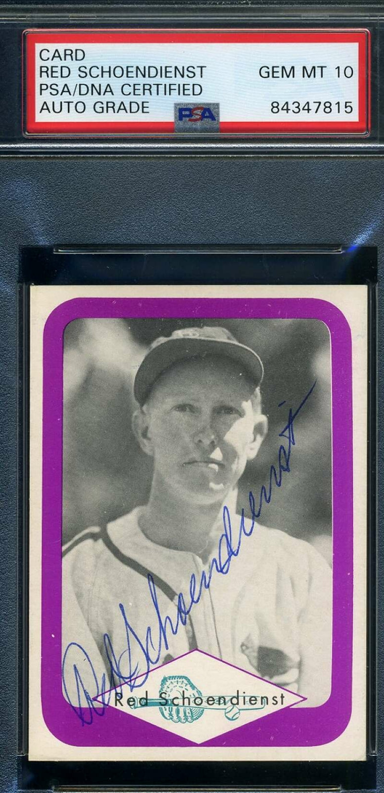 Red Schoendienst PSA DNA Gem Mint 10 Signed 1975 Great Plains Greats Autograph