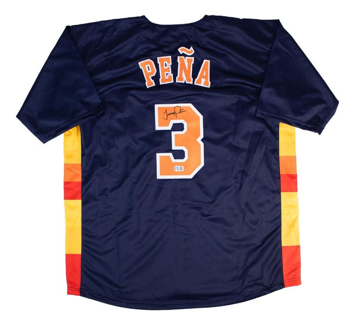 Jeremy Pena Houston Signed Navy Baseball Jersey BAS