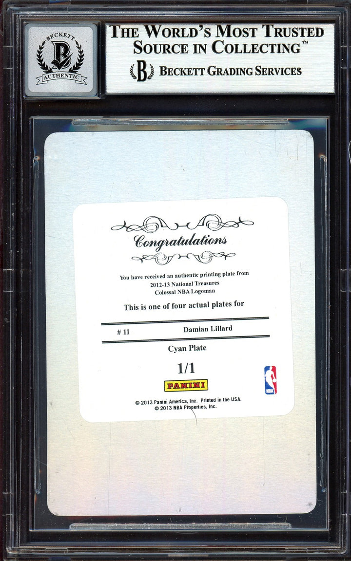 Damian Lillard Signed 2012-13 Panini National Treasures Printing Plate 1/1 RC