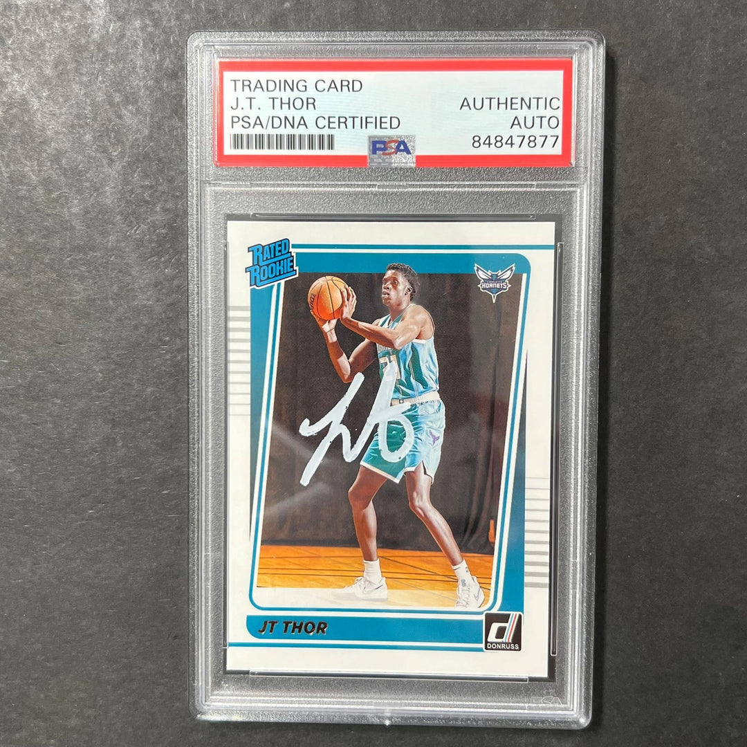2021-22 Panini Donruss Rated Rookie #222 JT Thor Signed Card AUTO PSA/DNA Slabbe