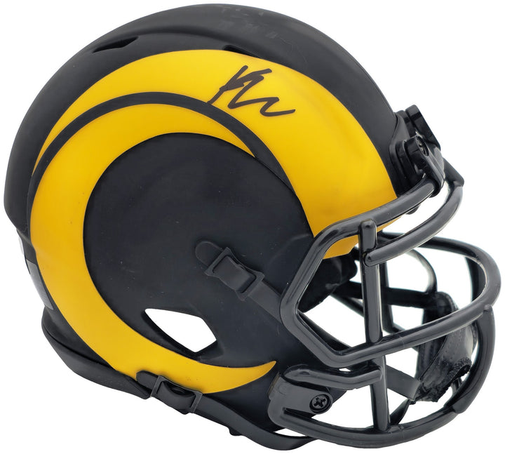 Kyren Williams Auto Signed Rams Eclipse Black Speed Mini Helmet Beckett Witness