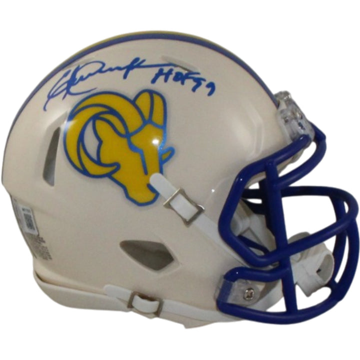 Eric Dickerson Autographed Los Angeles Rams Retro Mini Helmet Beckett 56421