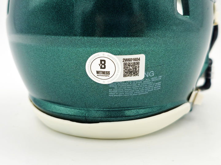 Jalen Carter Auto Signed Philadelphia Eagles Green Speed Mini Helmet Beckett Wit