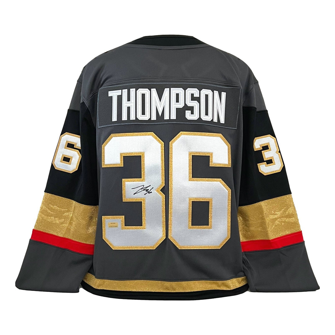 Logan Thompson Autographed Vegas Golden Knights Jersey COA IGM Signed Grey