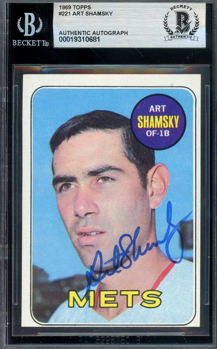 Art Shamsky Beckett BAS Signed 1969 Topps Autograph Mets