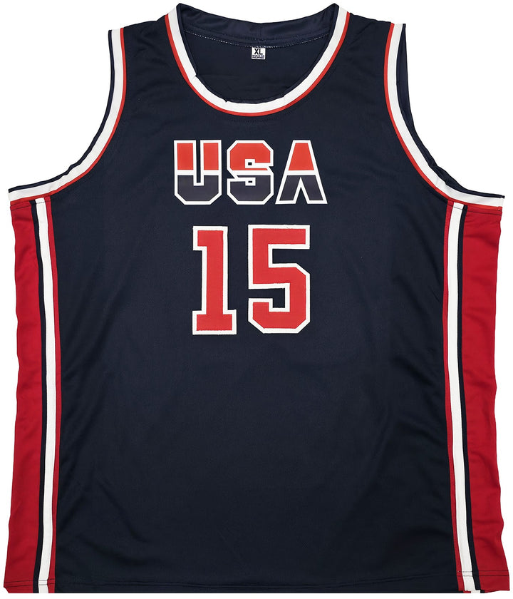 Team USA Magic Johnson Signed Blue Jersey Beckett BAS