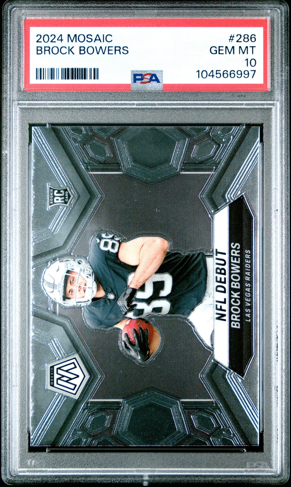 Graded 2024 Panini Mosaic Brock Bowers #286 Rookie RC Football Card PSA 10 Gem