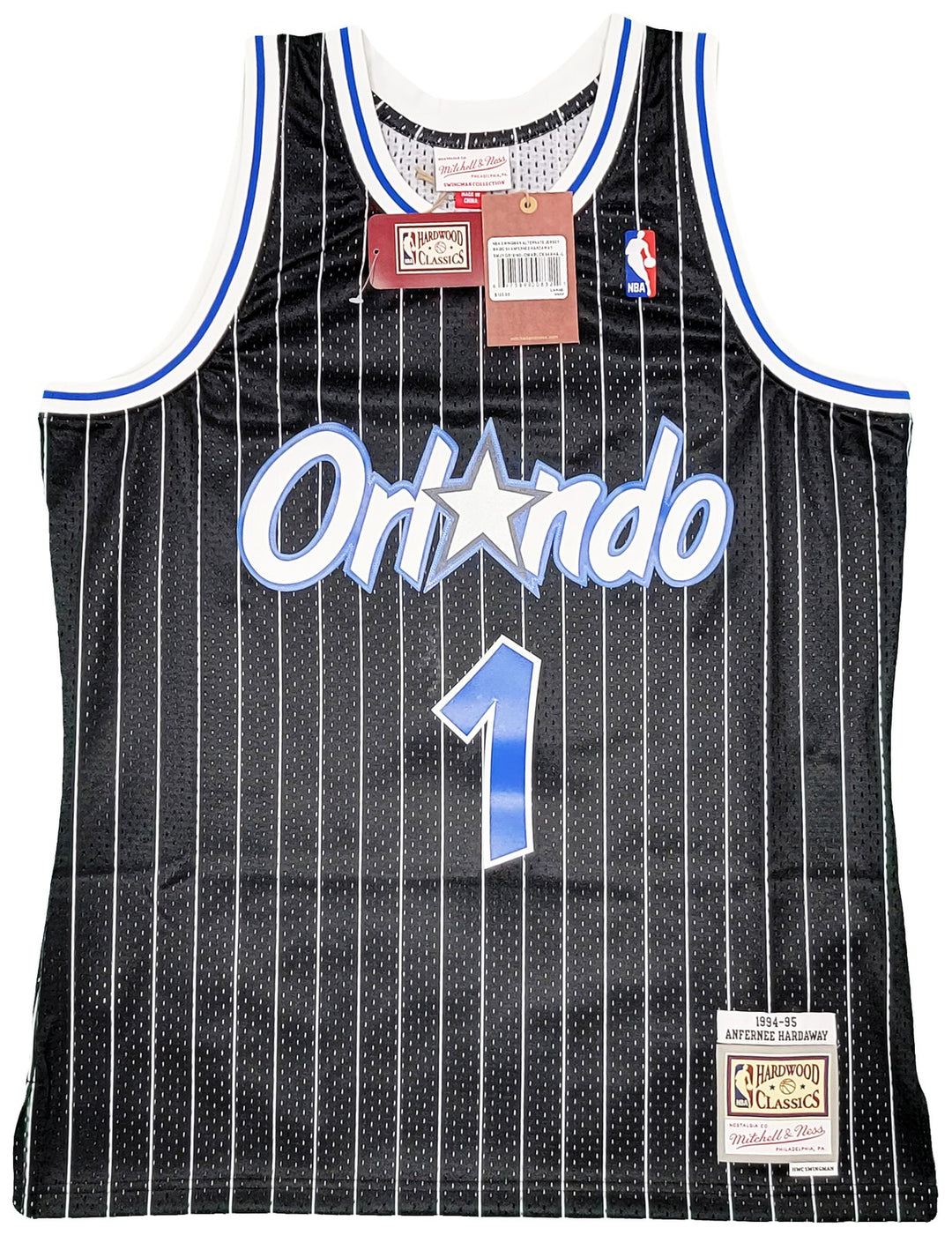 Magic Penny Hardaway Auto Black Auth Mitchell Ness 94-95 Swingman Jersey L PSA