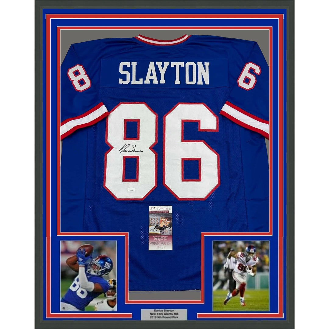 Framed Signed Darius Slayton 35x39 New York Retro Jersey JSA COA