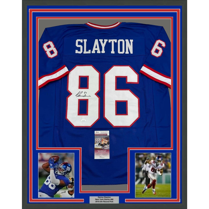 Framed Signed Darius Slayton 35x39 New York Retro Jersey JSA COA