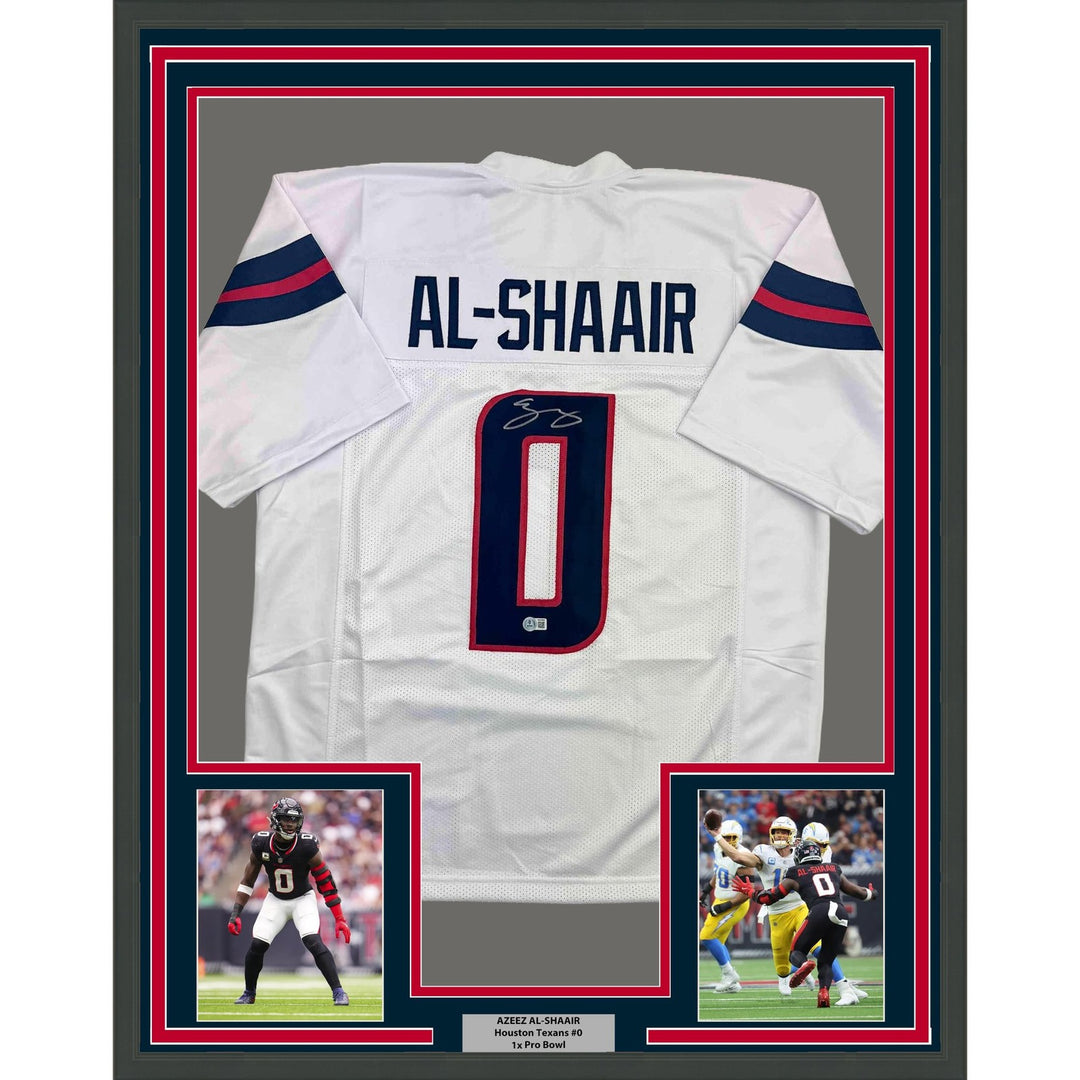 Framed Signed Azeez Al Shaair 35x39 Houston White Jersey Beckett COA