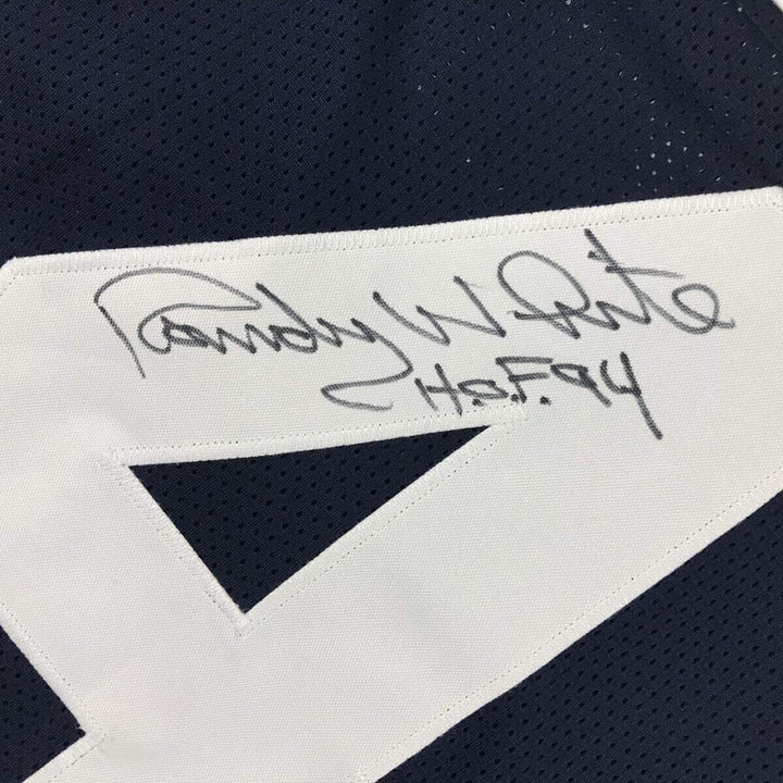 Framed Autographed/Signed Randy White HOF 94 35x39 Thanksgiving Jersey JSA COA
