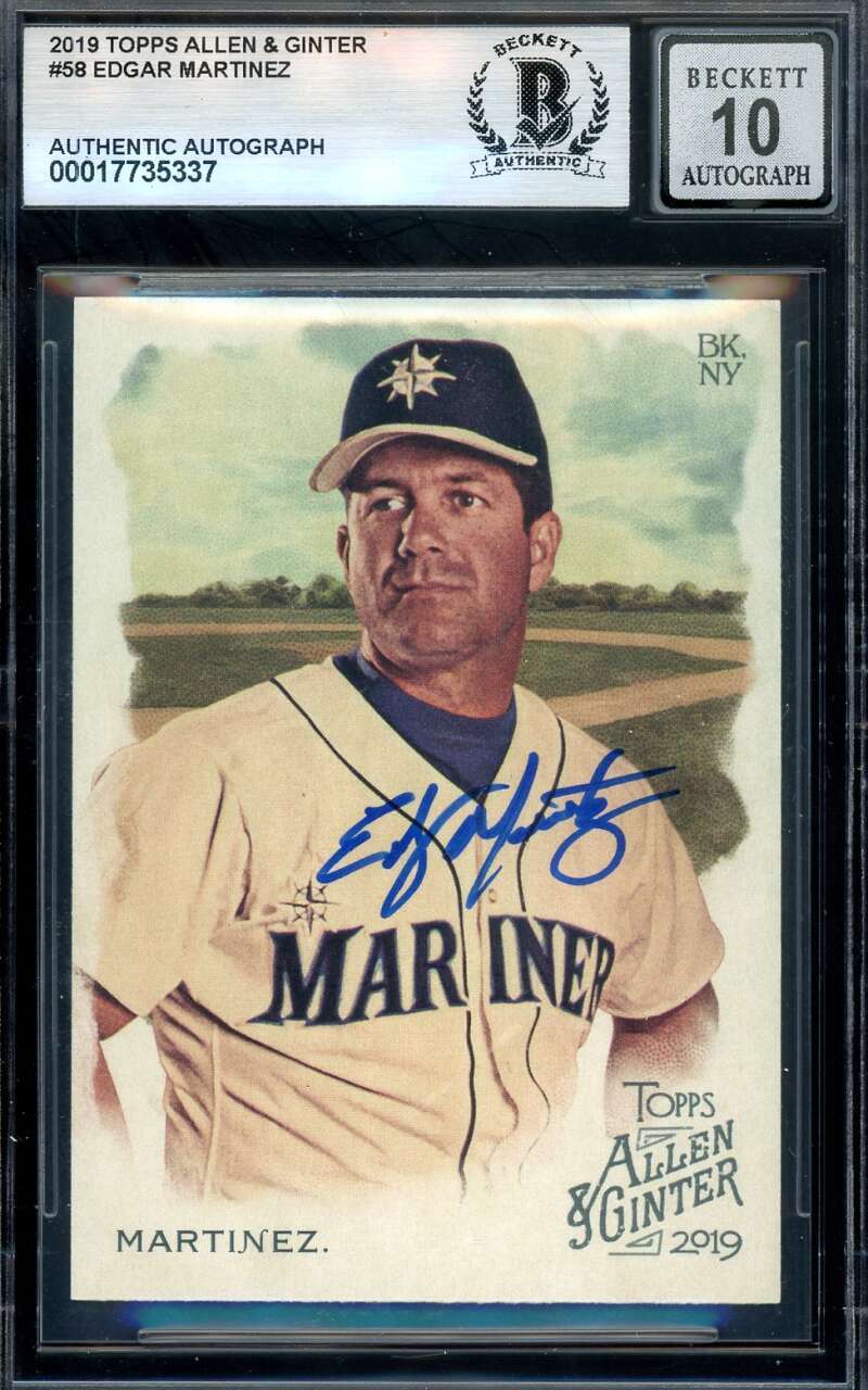 Edgar Martinez Gem Mint 10 Beckett BAS Signed 2019 Topps Allen Ginter Autograph