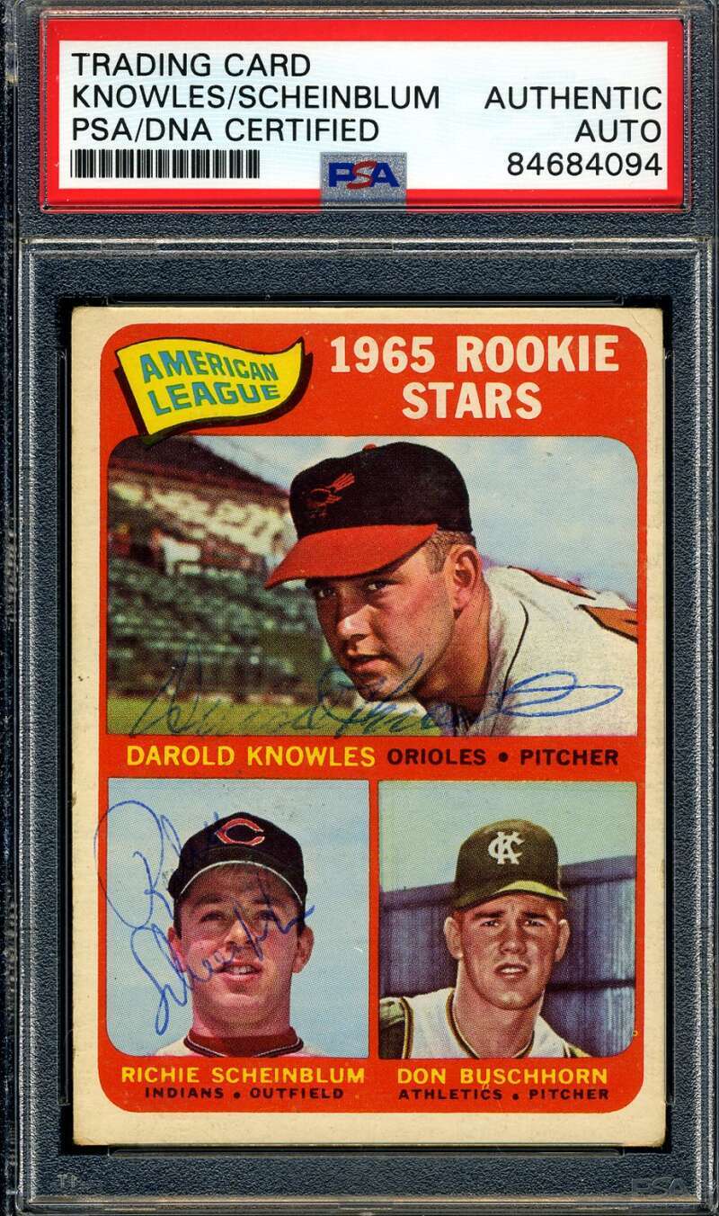 Darold Knowles Richie Scheinblum PSA DNA Signed 1965 Topps Rookie Stars Autograp