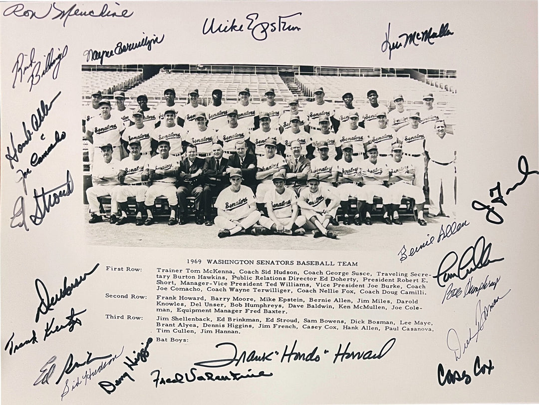 1969 Washington Senators Team Signed 16x20 Photo 21 Sigs-Beckett- Howard/Epstein