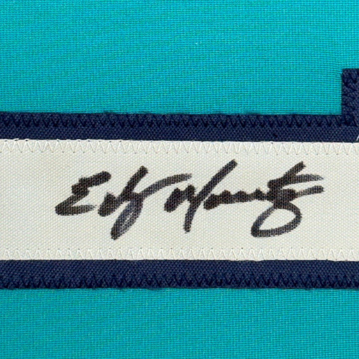 Framed Autographed/Signed Edgar Martinez 35x39 Seattle Teal Jersey JSA COA
