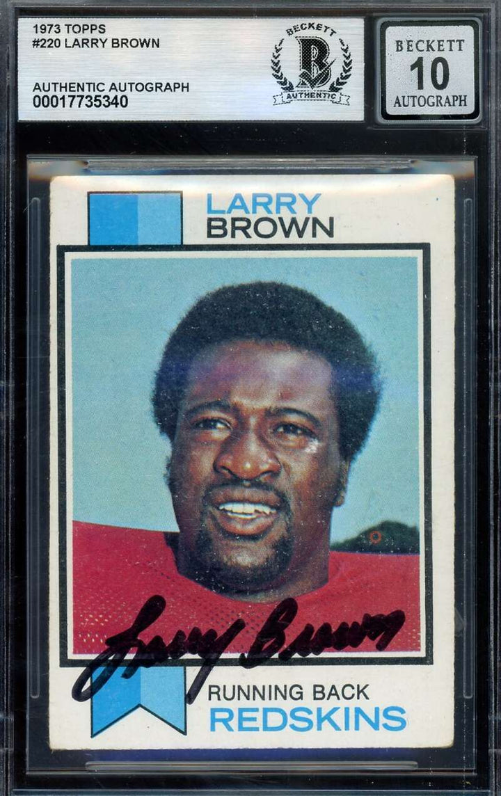 Larry Brown Gem Mint 10 Beckett BAS Signed 1973 Topps Autograph