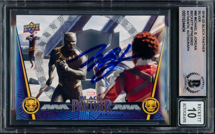 Michael B. Jordan 2018 UD Black Panther Silver Card Marvel Gem 10 Auto Beckett