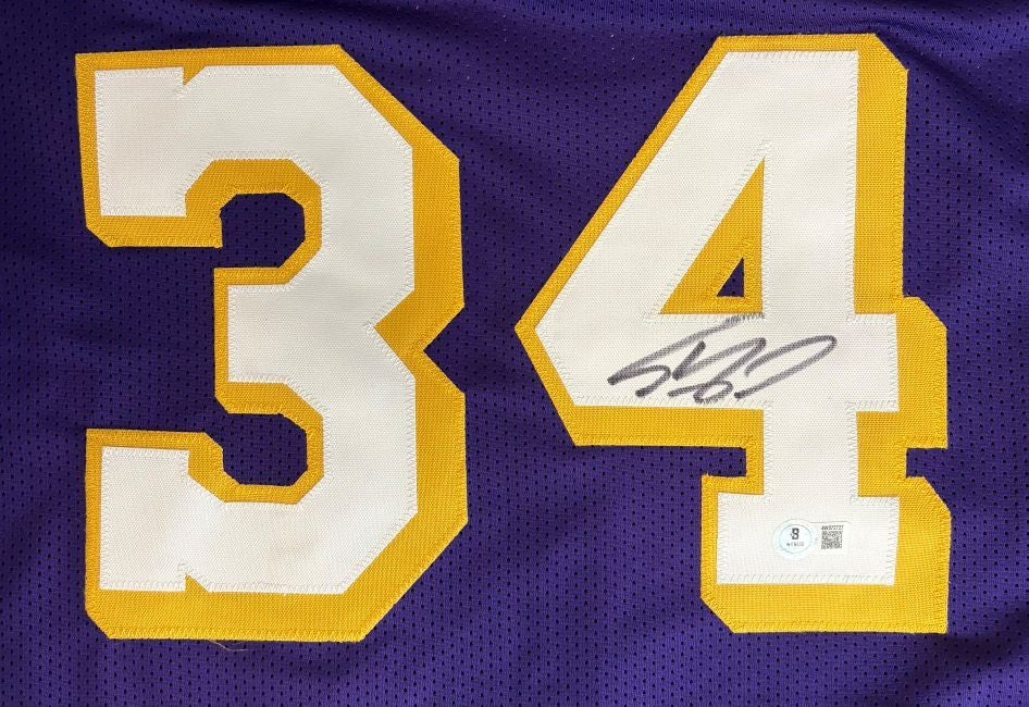 Shaquille O'Neal Los Angeles Signed Purple Basketball Jersey BAS