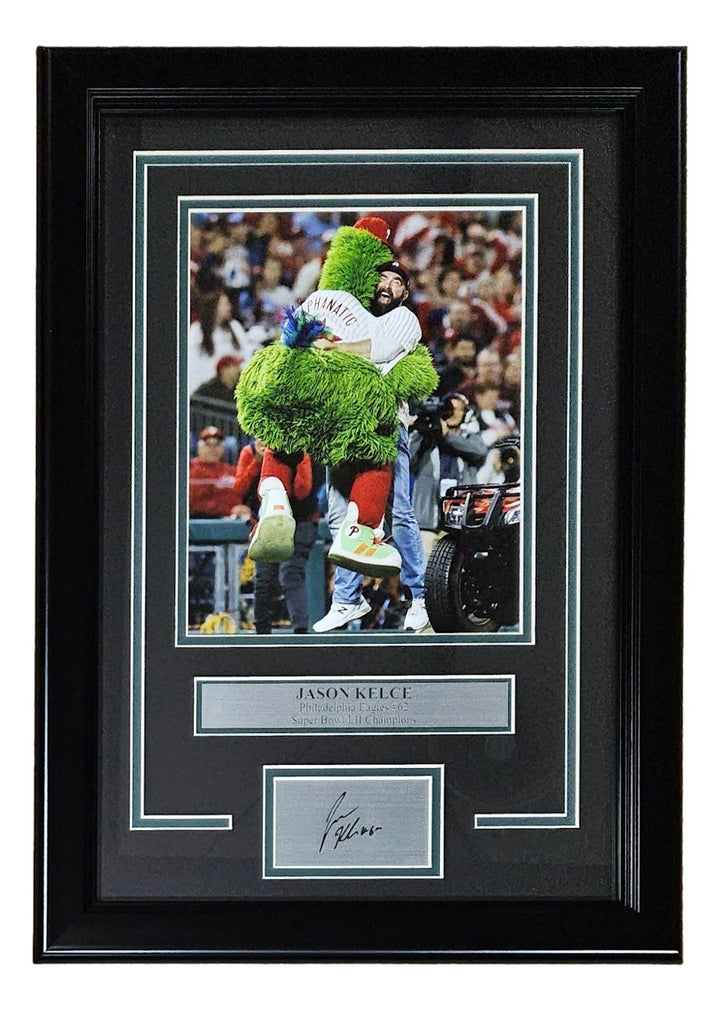 Jason Kelce Framed 8x10 Phanatic Hug Photo w/ Laser Engraved Signature