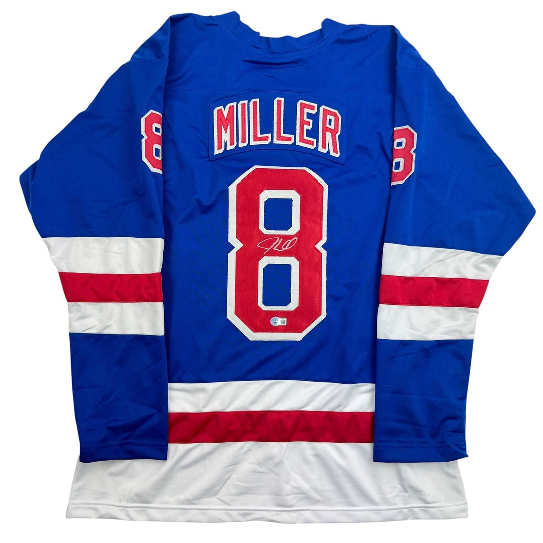 Autographed/Signed J.T. Miller New York Blue Hockey Jersey BAS COA