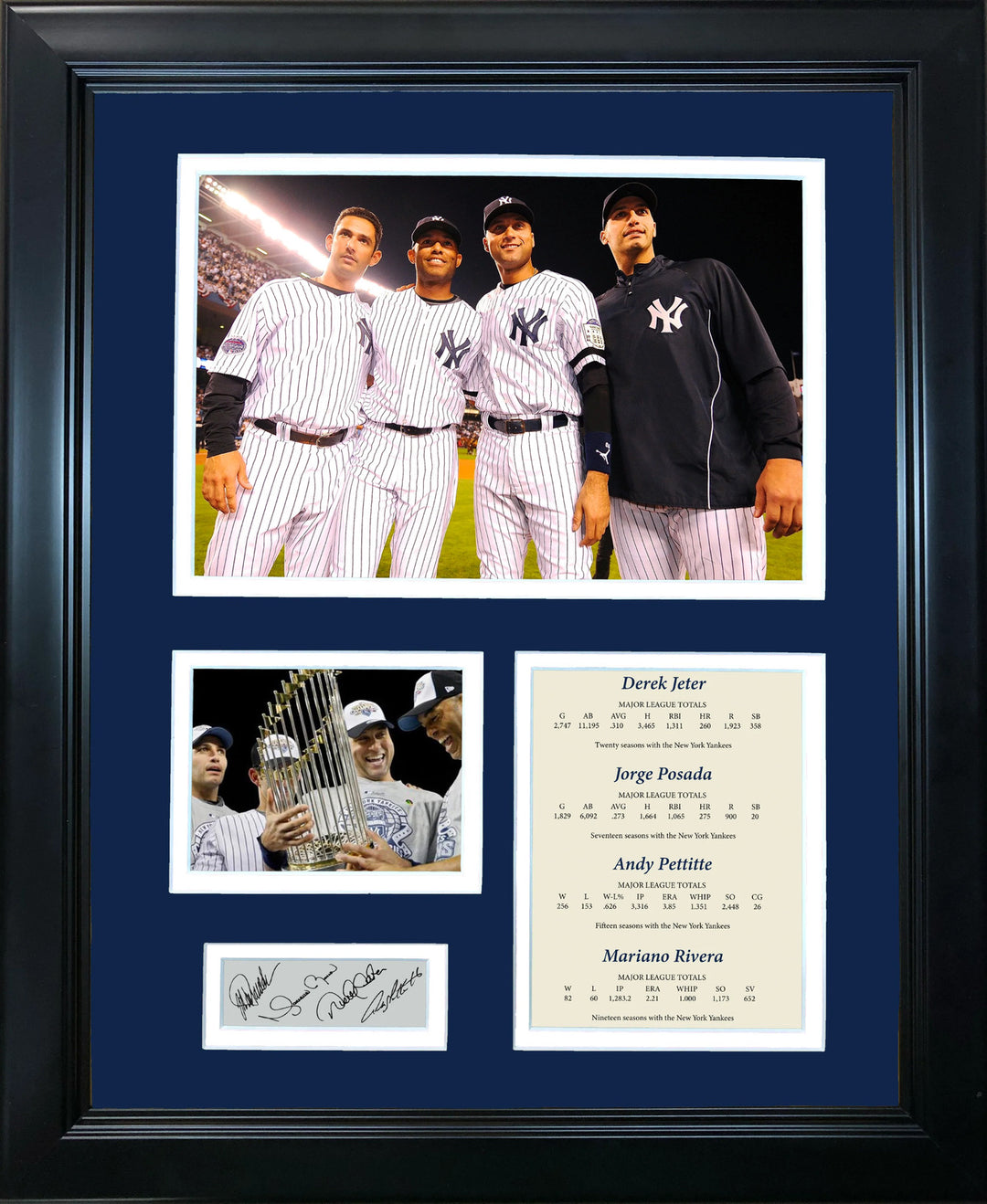 Framed New York Yankees Core 4 Facsimile Laser Engraved Signature 12"x15" Photo