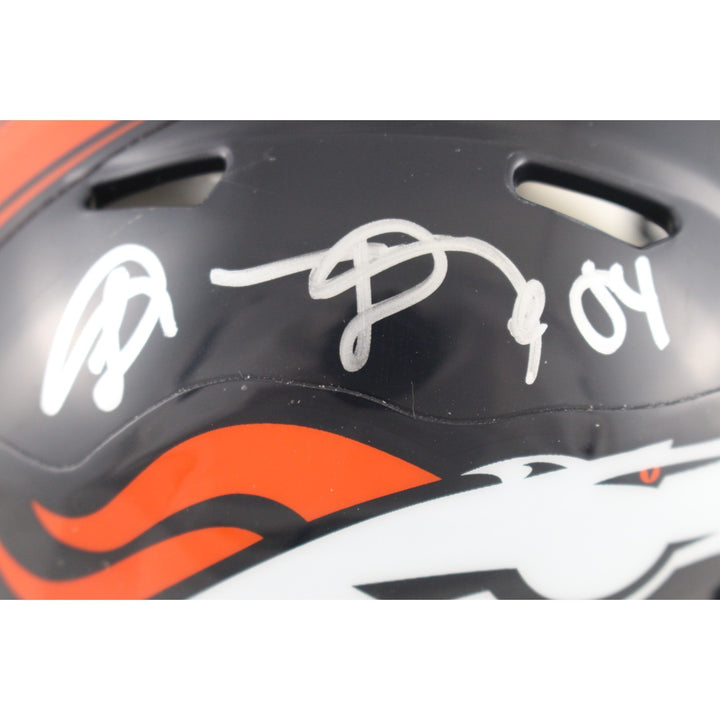 Shannon Sharpe Autographed Denver Broncos TB Mini Helmet Beckett Witness 50802
