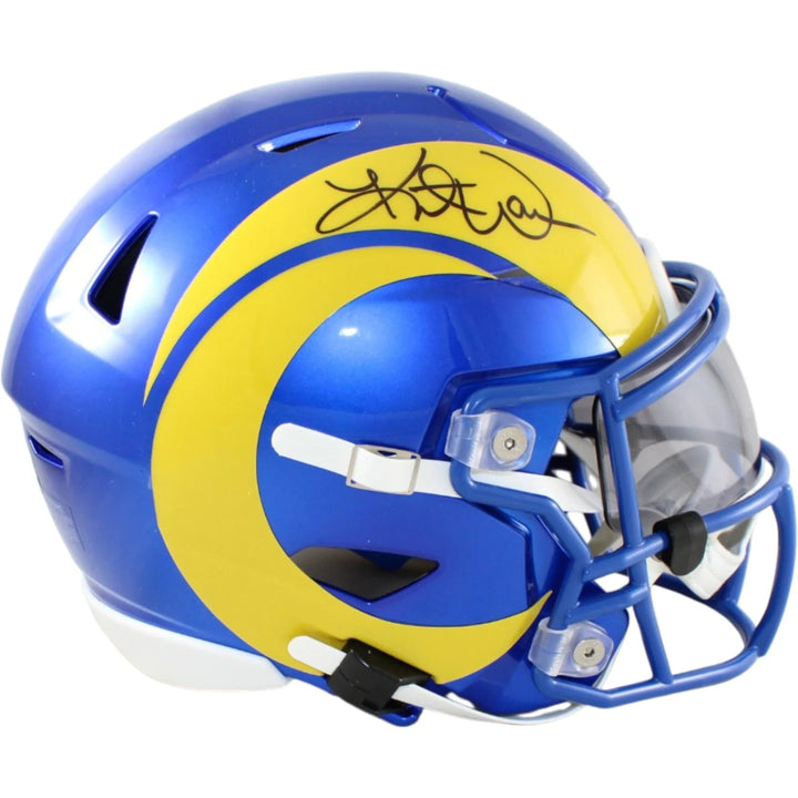 Kurt Warner Autographed Los Angeles Rams Mid-Size Midi Helmet Beckett WIT 58521