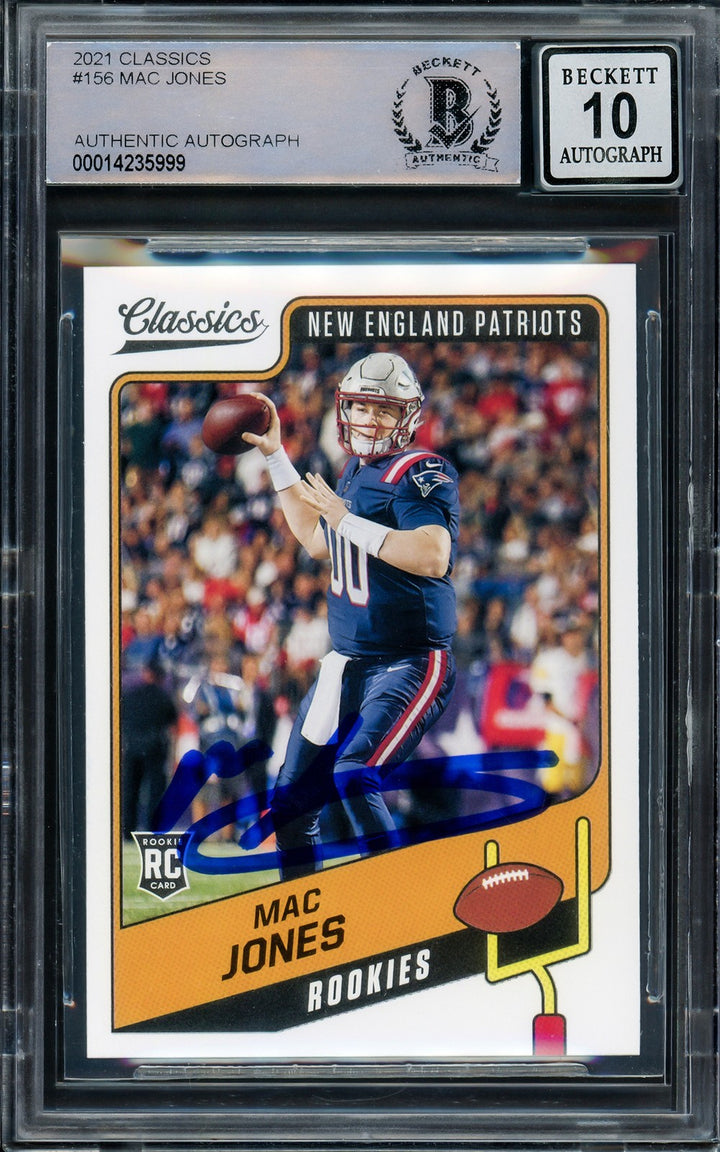 Mac Jones Signed 2021 Panini Classics RC 156 Patriots Auto GM 10 Beckett