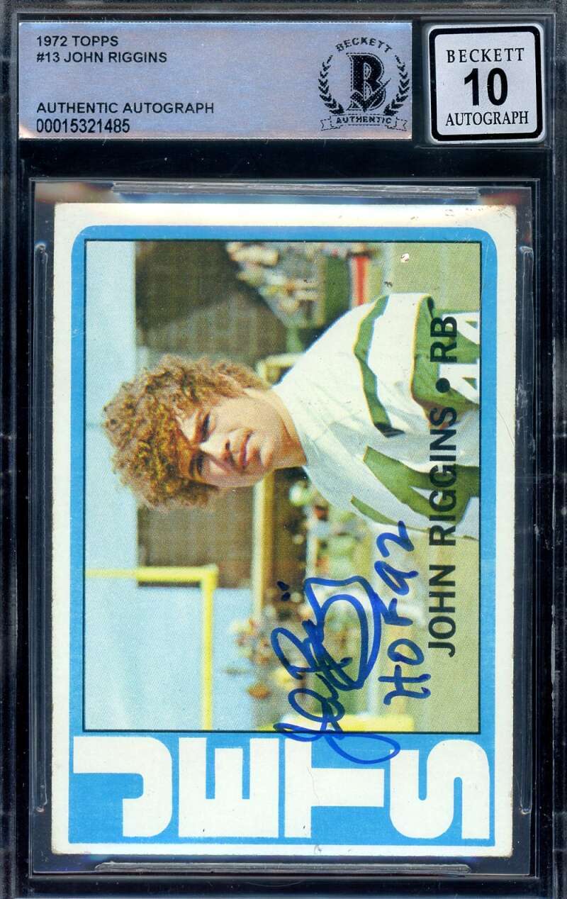 John Riggins Gem Mint 10 Beckett BAS Signed 1972 Topps Rookie Autograph