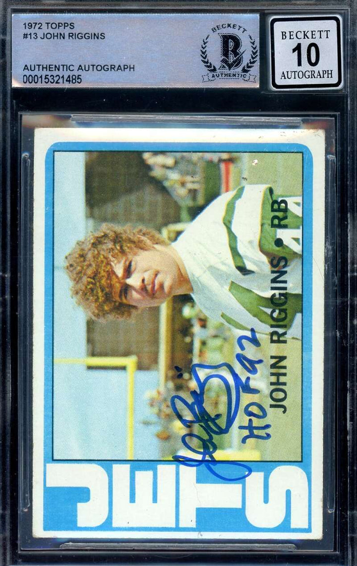 John Riggins Gem Mint 10 Beckett BAS Signed 1972 Topps Rookie Autograph