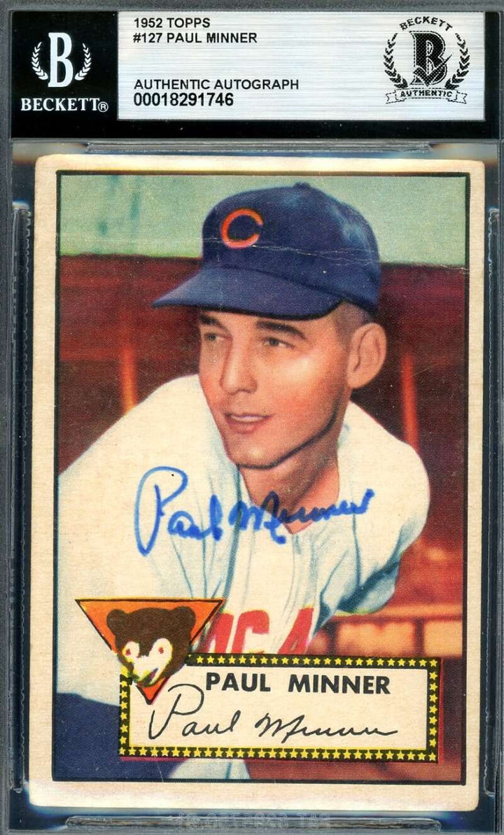 Paul Minner Beckett BAS Signed 1952 Topps Autograph