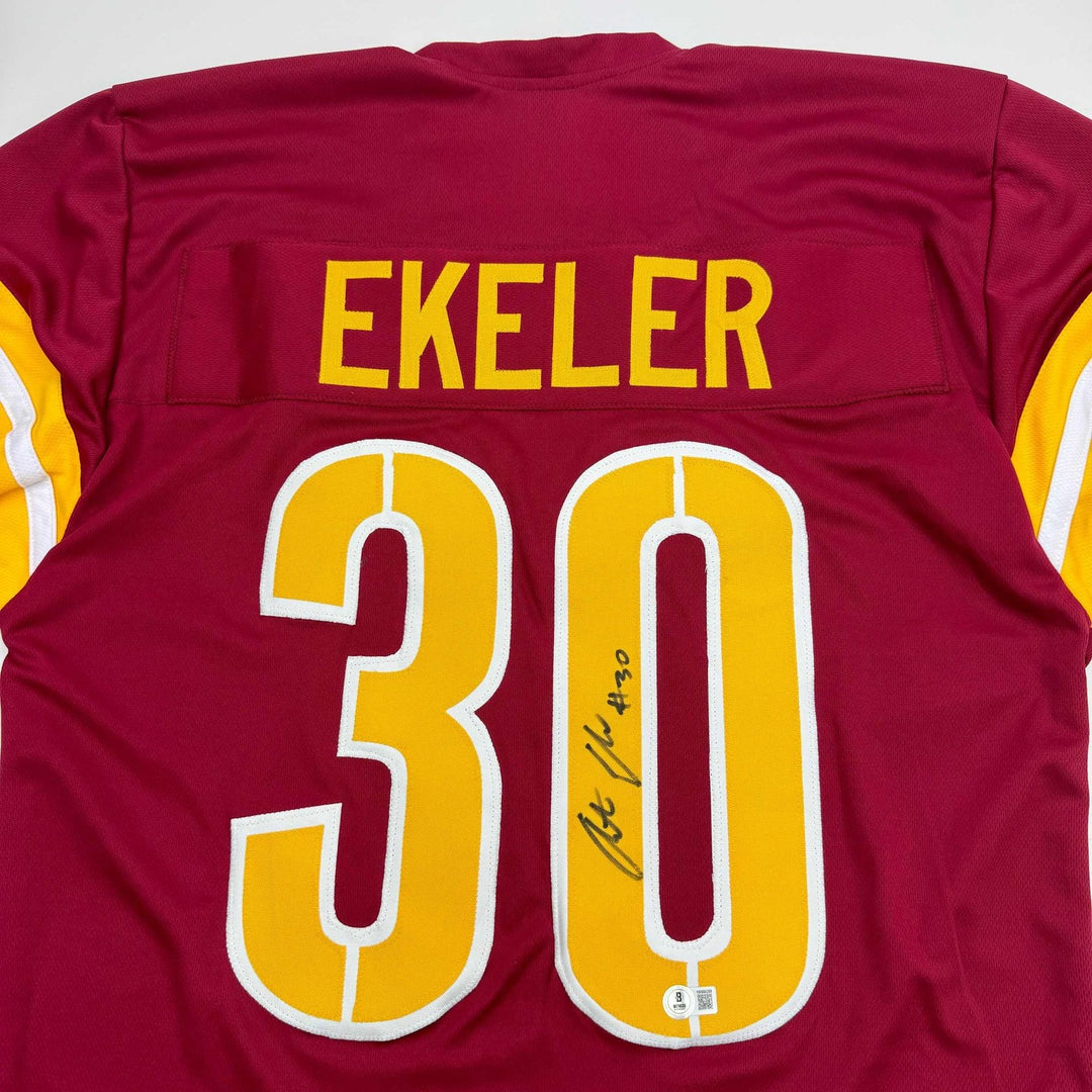 Autographed/Signed Austin Ekeler Washington Burgundy Jersey BAS COA