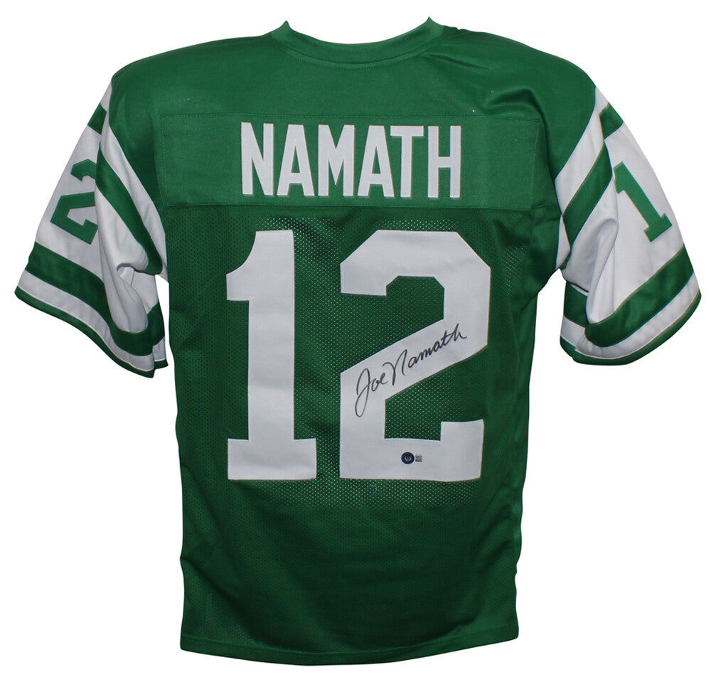 Joe Namath Autographed/Signed Pro Style Green Jersey JSA 33377