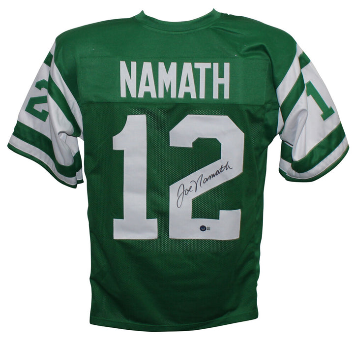 Joe Namath Autographed/Signed Pro Style Green Jersey JSA 33377