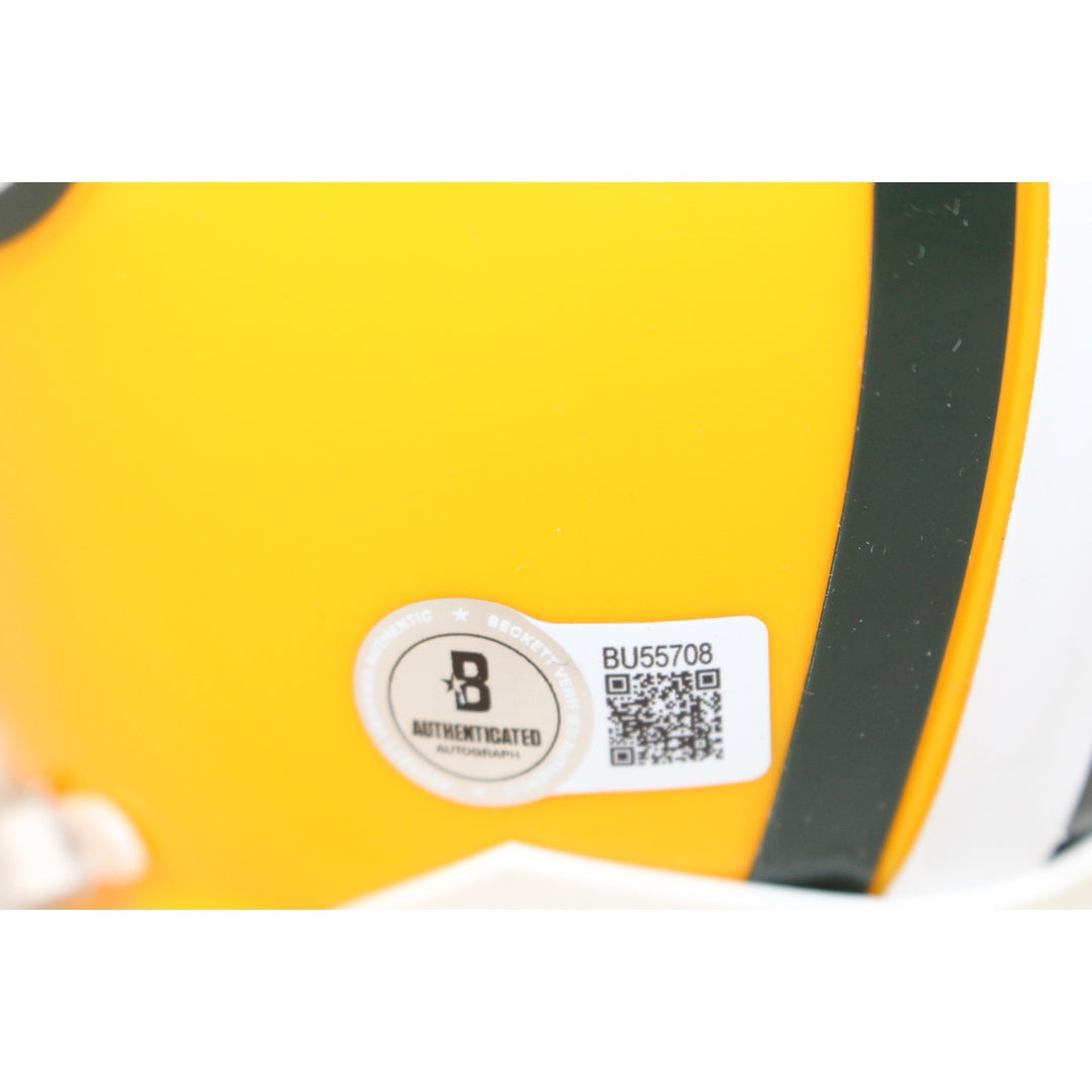 Brett Favre Autographed Green Bay Packers Mini Helmet Left Side Beckett 53162