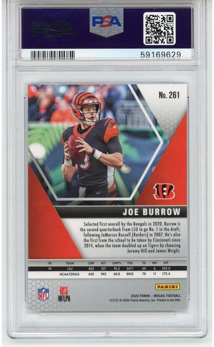 Graded 2020 Panini Mosaic JOE BURROW #261 Rookie Card PSA 10 Gem Mint