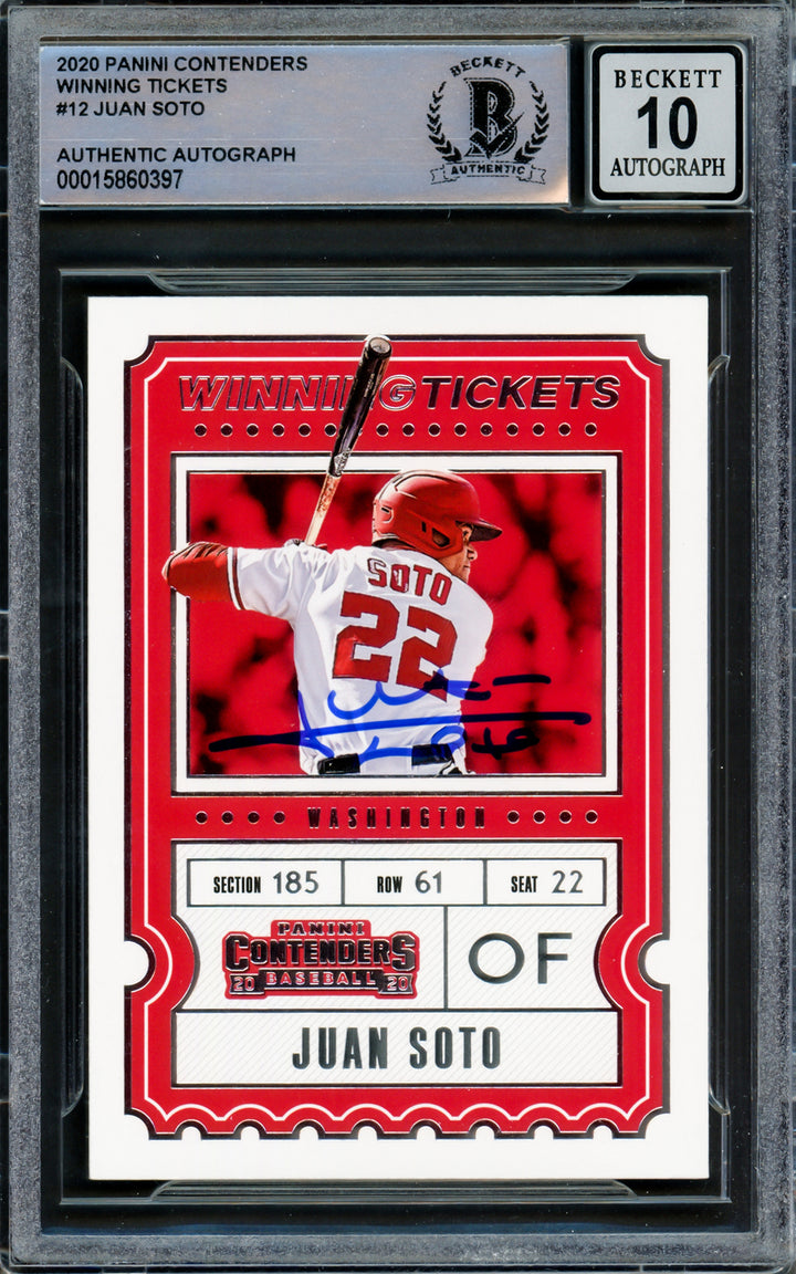 Juan Soto Autographed 2020 Contenders Winning Tickets Card Gem 10 Auto Beckett