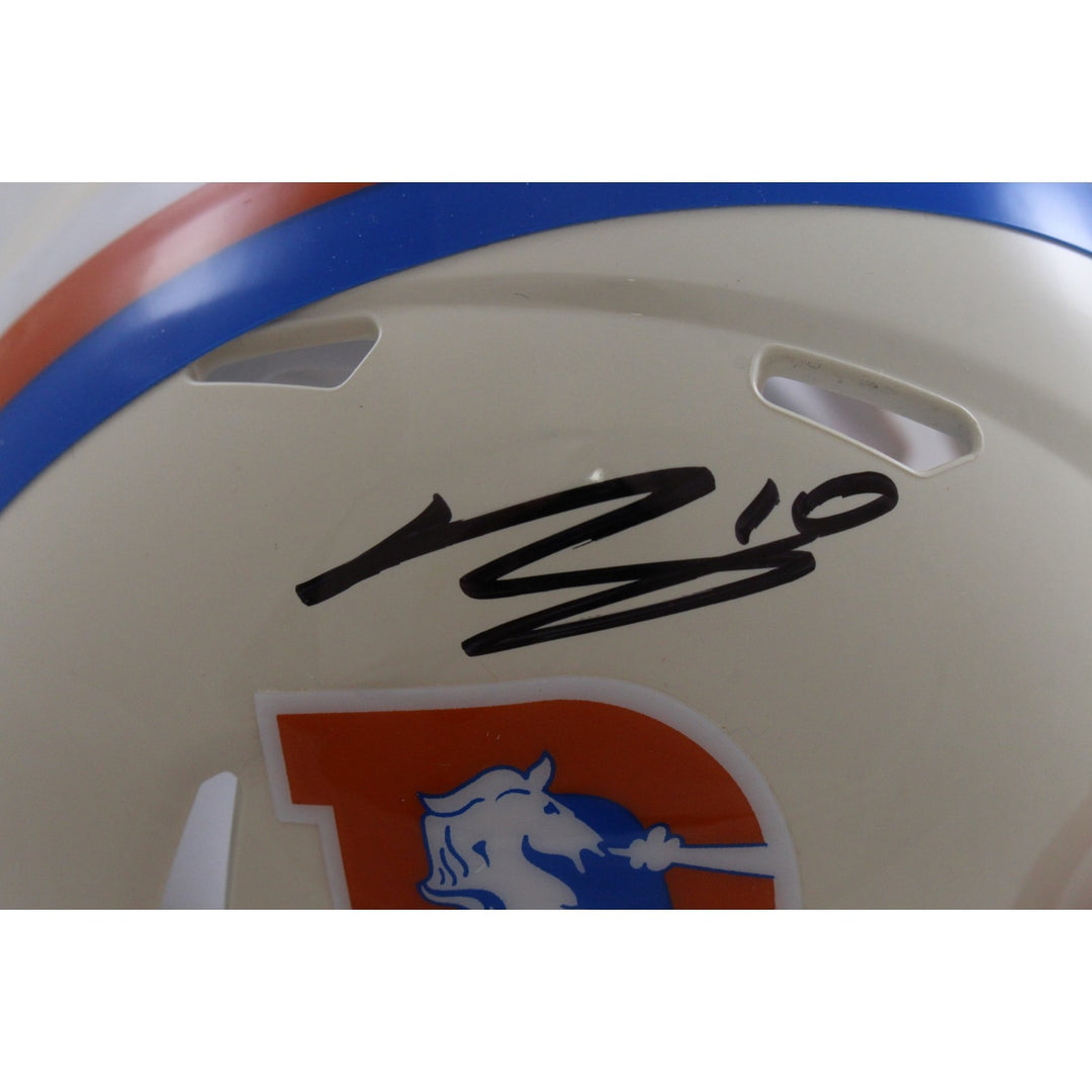 Bo Nix Autographed/Signed Denver Broncos Retro Mini Helmet Beckett Witness 56420