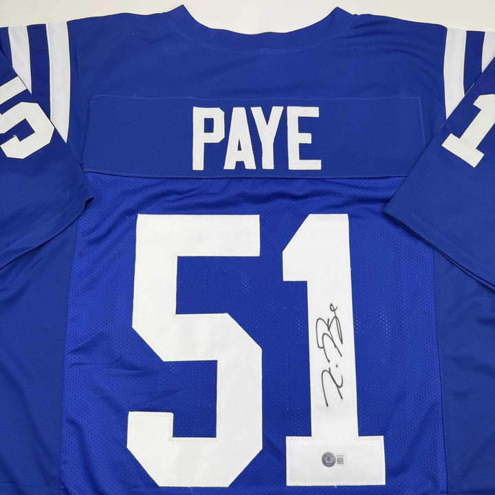 Autographed/Signed Kwity Paye Indianapolis Blue Football Jersey Beckett BAS COA