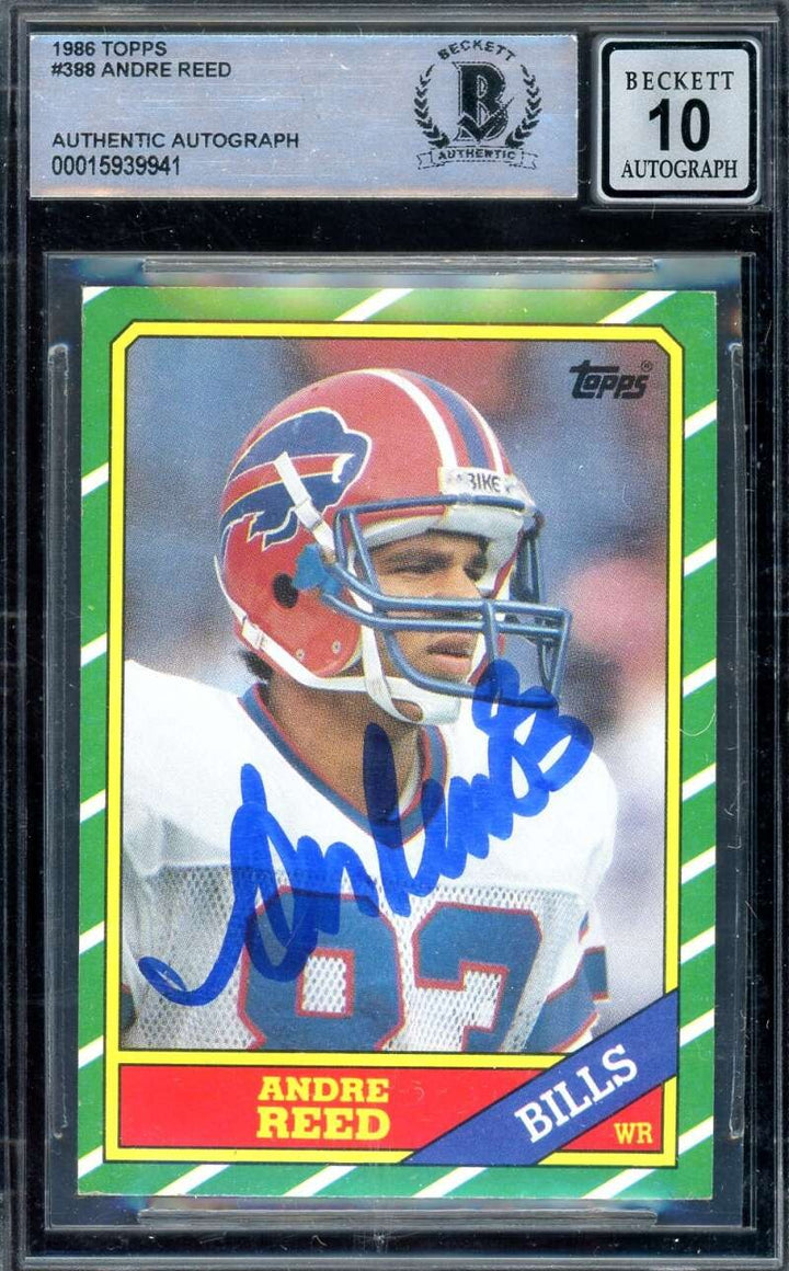 Andre Reed Gem Mint 10 Beckett BAS Signed 1986 Topps ROOKIE Autograph