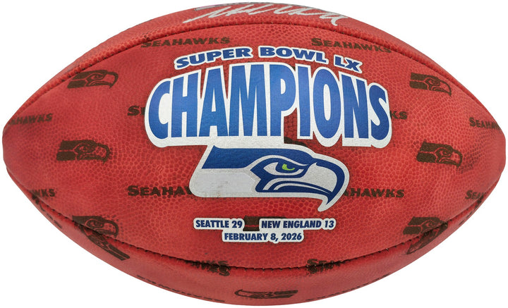 Mike Macdonald Signed Super Bowl LX Leather Football Seahawks BAS Witness