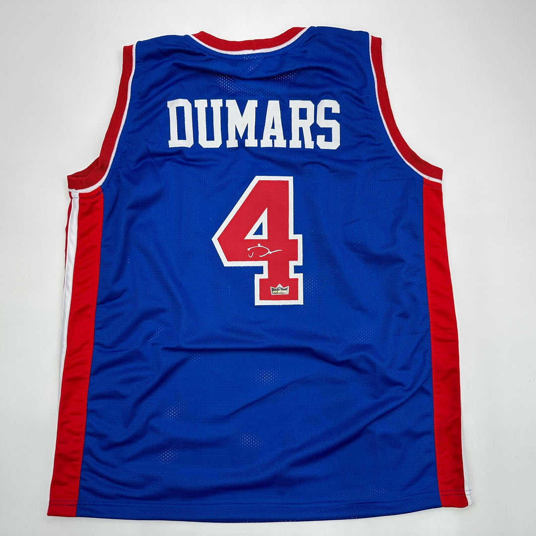 Facsimile Autographed Joe Dumars Detroit Blue Reprint Jersey Size Men's XL
