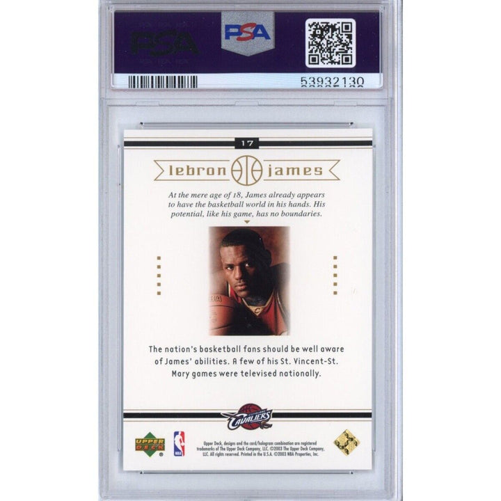 Graded 2003-04 Upper Deck LEBRON JAMES #17 Box Set Rookie Basketball Card PSA 10