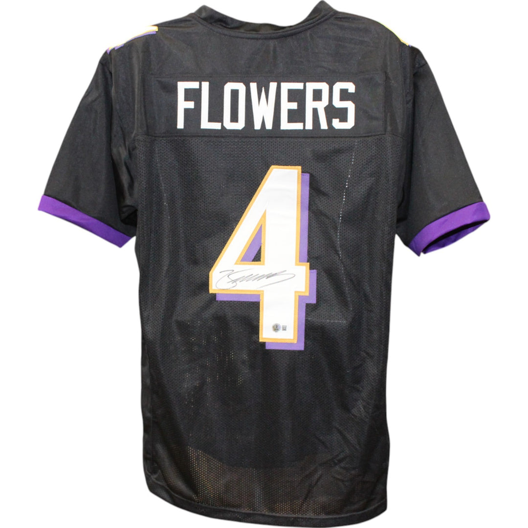 Zay Flowers Autographed/Signed Pro Style Black XL Jersey Beckett Witness 50813